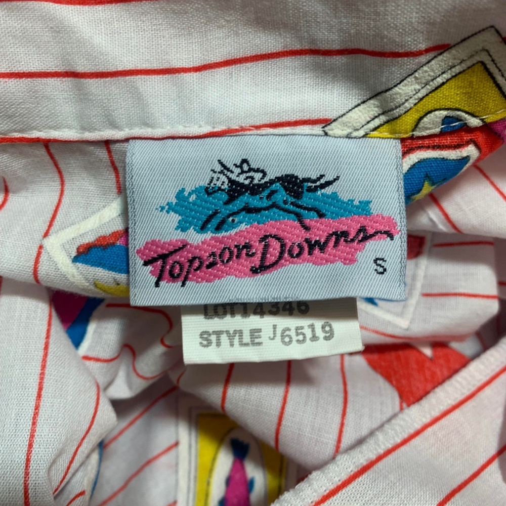 Iconic Vintage 1980s Patchwork Print Striped Cott… - image 3